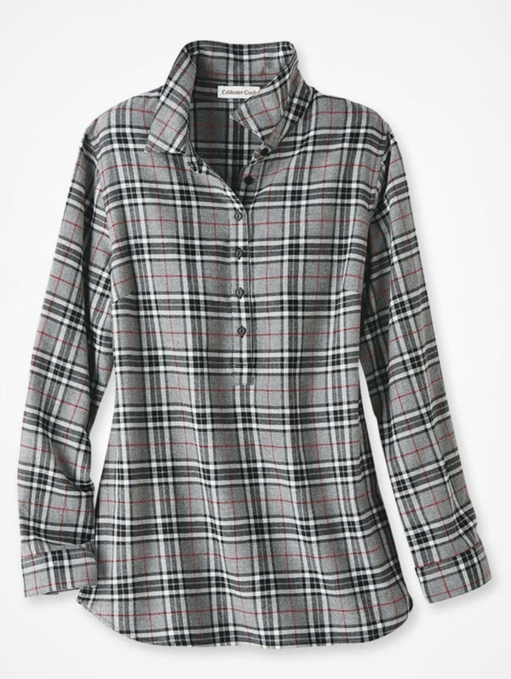 NWOT Coldwater Creek Womens Flannel 100% Cotton Half Button Up